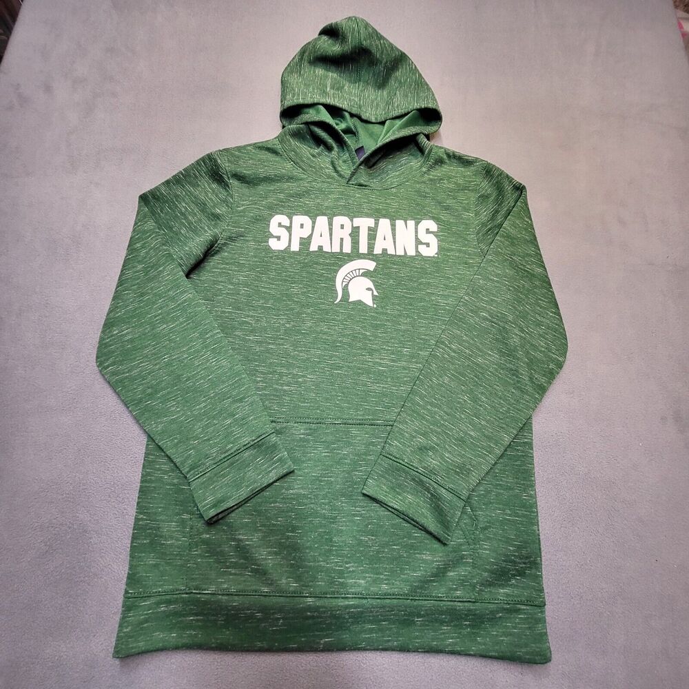 Michigan Spartans Hoodie Boys XL Green Long Sleeve Pullover Sweatshirt Football